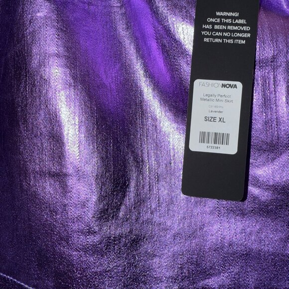 NWT Fashion Nova Legally Perfect Metallic Purple Mini Skirt XL - Picture 6 of 7